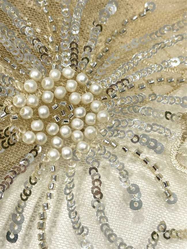 5 Yards Multi-Color Sequined Beaded Embroidered Lace Material Fabric PFS075