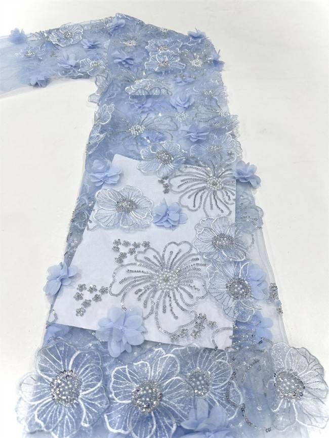 5 Yards Multi-Color Sequined Beaded Embroidered Lace Material Fabric PFS075