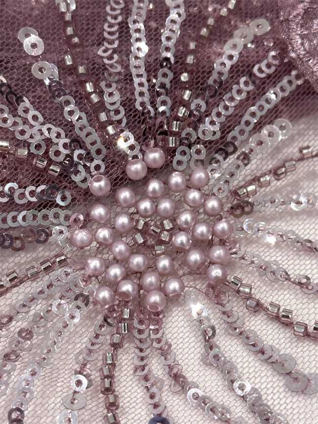 5 Yards Multi-Color Sequined Beaded Embroidered Lace Material Fabric PFS075