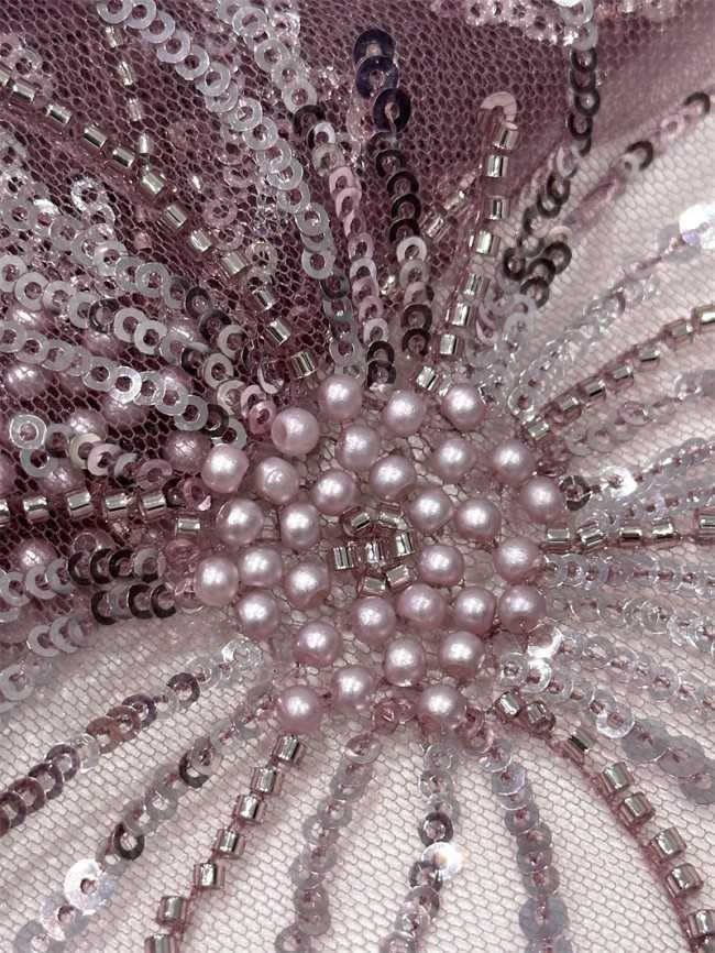 5 Yards Multi-Color Sequined Beaded Embroidered Lace Material Fabric PFS075