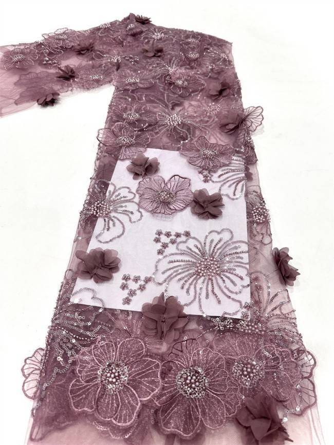 5 Yards Multi-Color Sequined Beaded Embroidered Lace Material Fabric PFS075