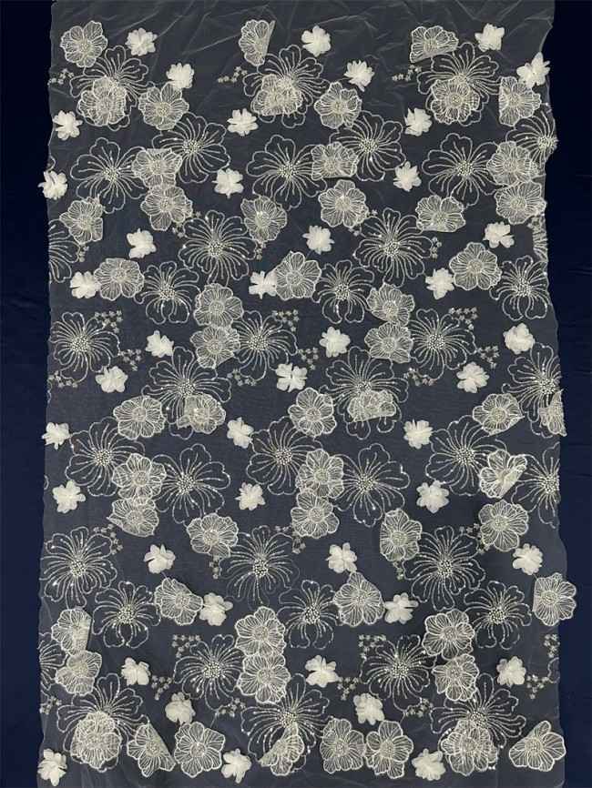 5 Yards Multi-Color Sequined Beaded Embroidered Lace Material Fabric PFS075