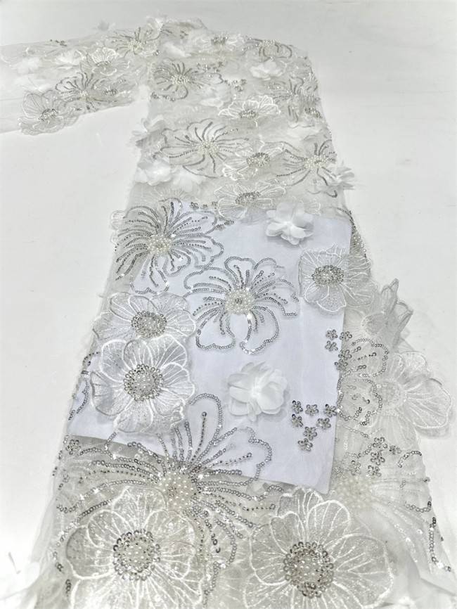 5 Yards Multi-Color Sequined Beaded Embroidered Lace Material Fabric PFS075