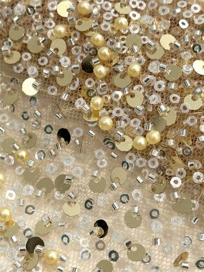 5 Yards Multi-Color Beaded Lace Material Fabric