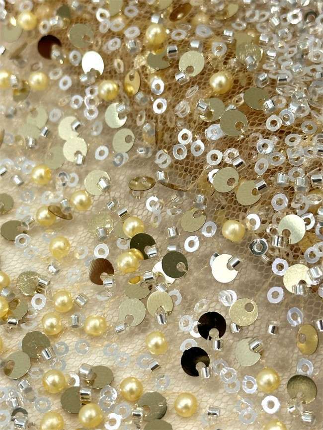 5 Yards Beaded Lace Material Fabric