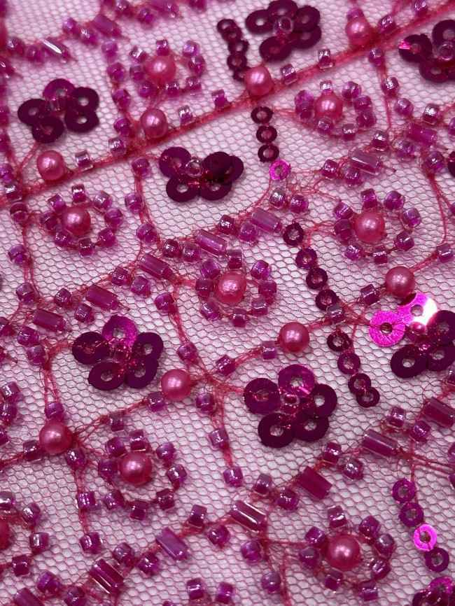 5 Yards Beaded Lace Material Fabric