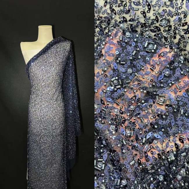 5 Yards Heavy Beaded Lace Material Fabric