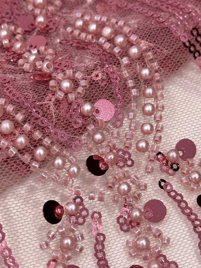 5 Yards Beaded Lace Material Fabric