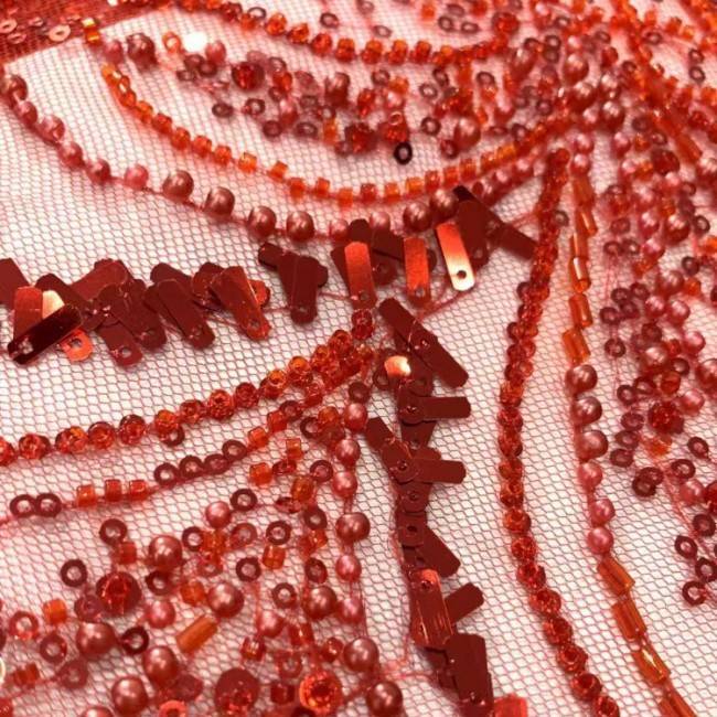 5 Yards Beaded Lace Material Fabric