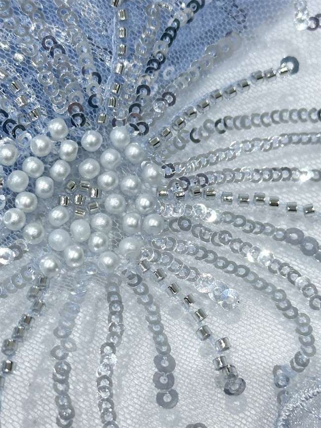 5 Yards Beaded 3D Floral Lace Material Fabric