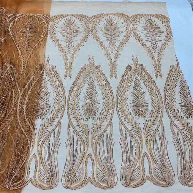 5 Yards Beaded Lace Material Fabric