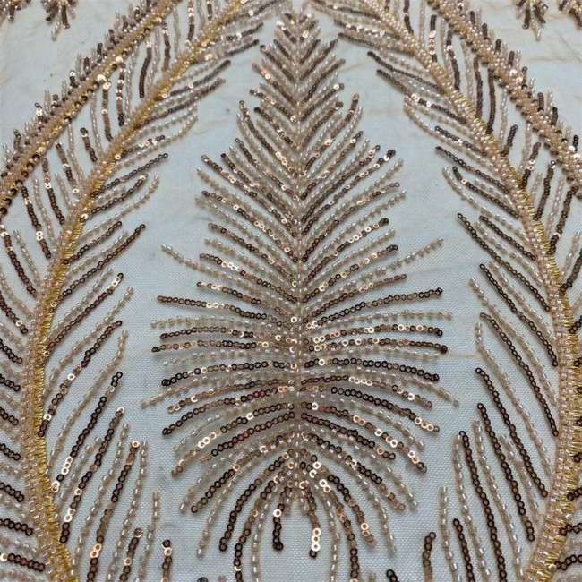 5 Yards Beaded Lace Material Fabric