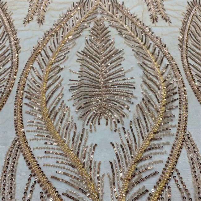 5 Yards Beaded Lace Material Fabric