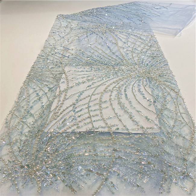 5 Yards Multi-Color Sequined Beaded Embroidered Lace Material Fabric HB014
