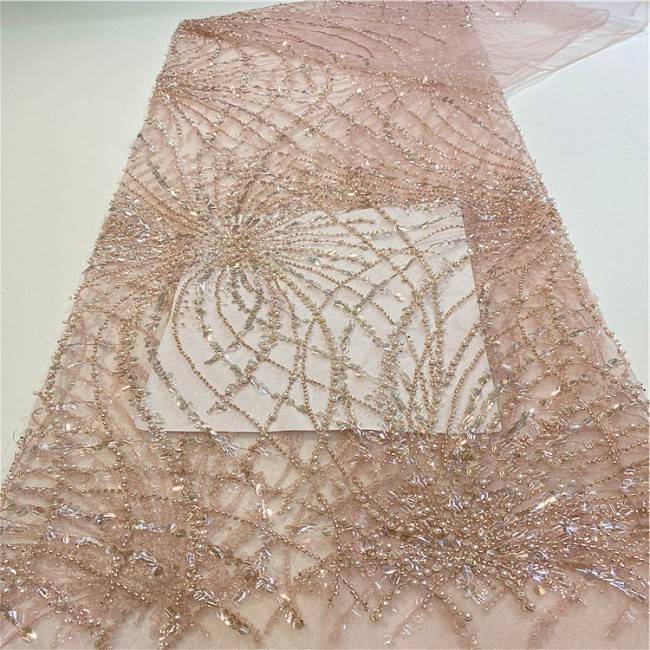 5 Yards Multi-Color Sequined Beaded Embroidered Lace Material Fabric HB014
