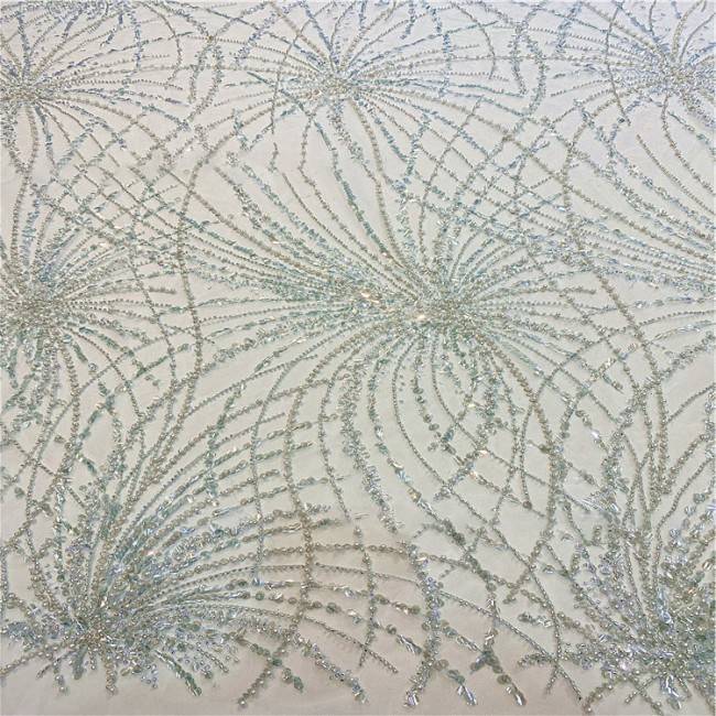 5 Yards Multi-Color Sequined Beaded Embroidered Lace Material Fabric HB014