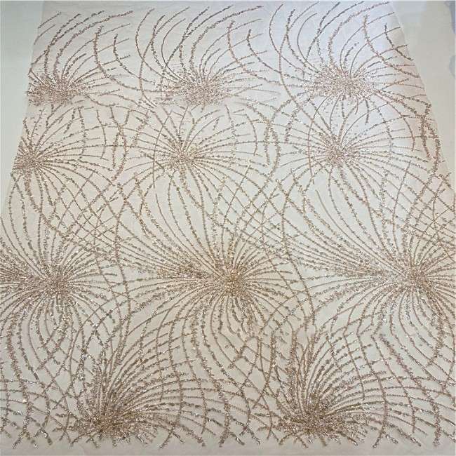 5 Yards Multi-Color Sequined Beaded Embroidered Lace Material Fabric HB014
