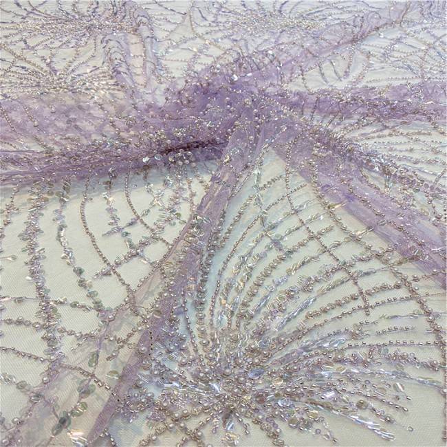5 Yards Multi-Color Sequined Beaded Embroidered Lace Material Fabric HB014