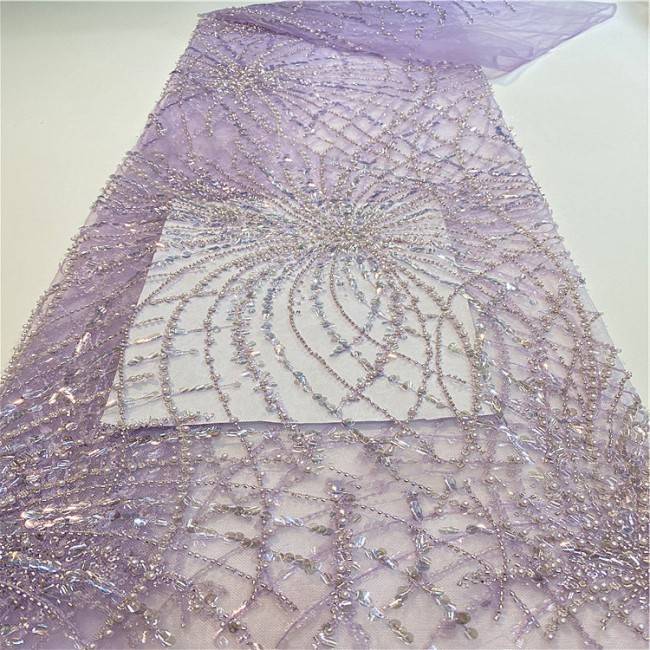 5 Yards Multi-Color Sequined Beaded Embroidered Lace Material Fabric HB014