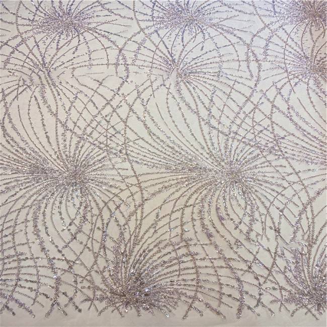 5 Yards Multi-Color Sequined Beaded Embroidered Lace Material Fabric HB014