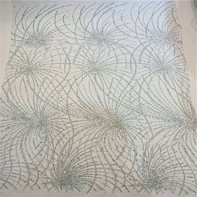 5 Yards Multi-Color Sequined Beaded Embroidered Lace Material Fabric HB014