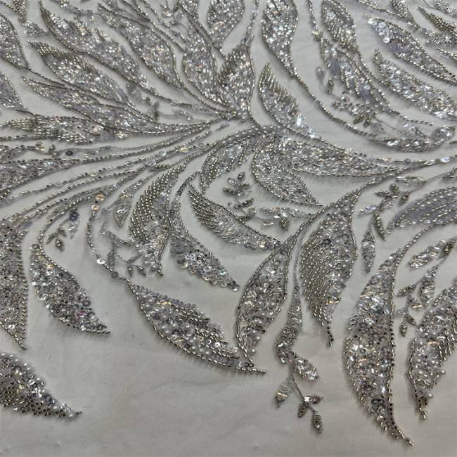 5 Yards Multi-Color Sequined Beaded Embroidered Lace Material Fabric HB041