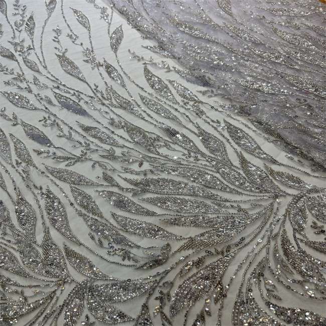 5 Yards Multi-Color Sequined Beaded Embroidered Lace Material Fabric HB041