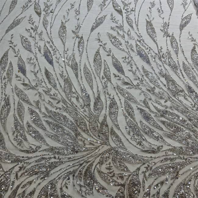 5 Yards Multi-Color Sequined Beaded Embroidered Lace Material Fabric HB041