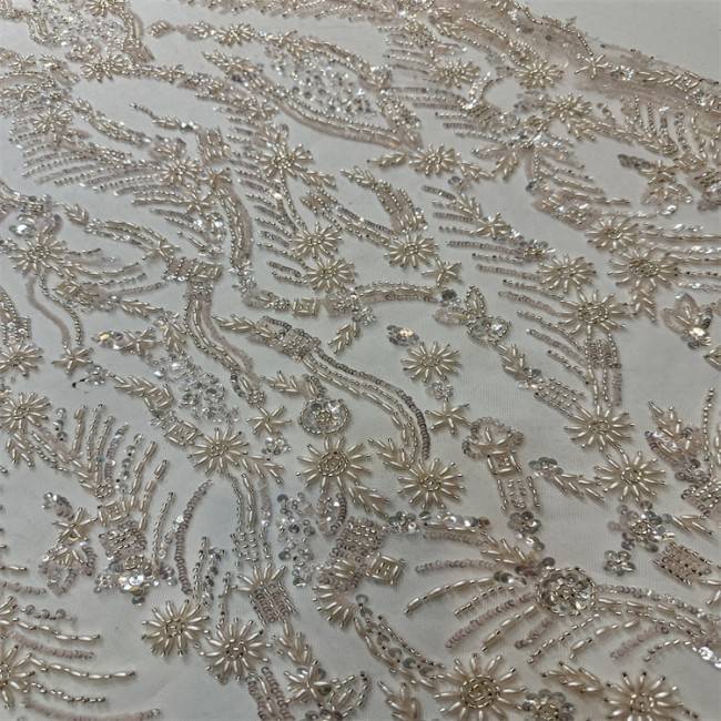 5 Yards Multi-Color Sequined Beaded 3D Floral Embroidered Lace Material Fabric HB060