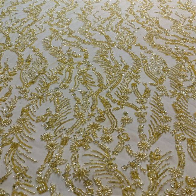 5 Yards Multi-Color Sequined Beaded 3D Floral Embroidered Lace Material Fabric HB060