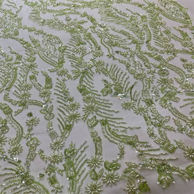 5 Yards Multi-Color Sequined Beaded 3D Floral Embroidered Lace Material Fabric HB060