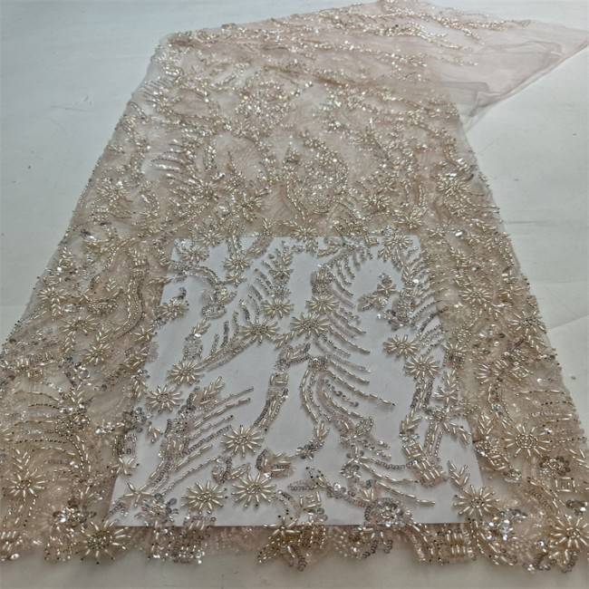 5 Yards Multi-Color Sequined Beaded 3D Floral Embroidered Lace Material Fabric HB060