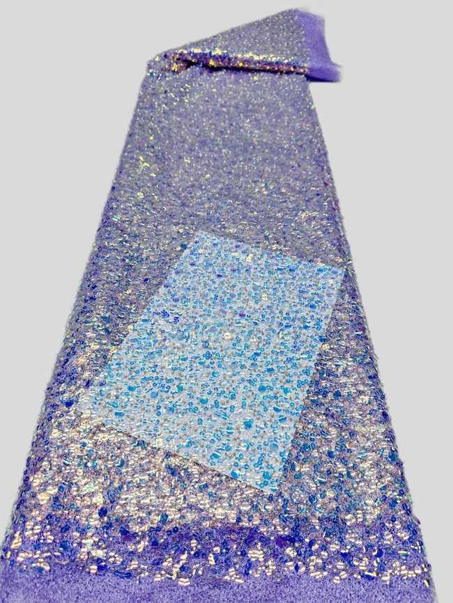 5 Yards Multi-Color Sequined Beaded 3D Floral Embroidered Lace Material Fabric HN085