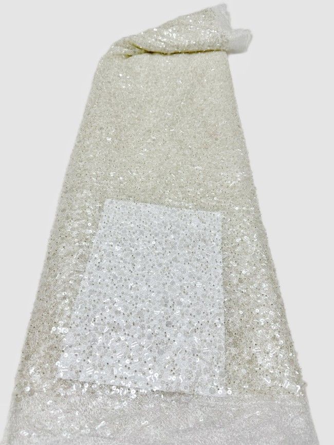 5 Yards Multi-Color Sequined Beaded 3D Floral Embroidered Lace Material Fabric HN085