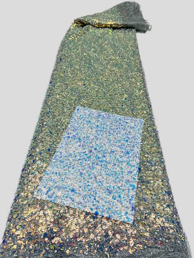 5 Yards Multi-Color Sequined Beaded 3D Floral Embroidered Lace Material Fabric HN085