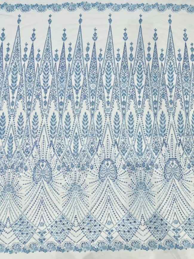 5 Yards Multi-Color Sequined Beaded 3D Floral Embroidered Lace Material Fabric HN086