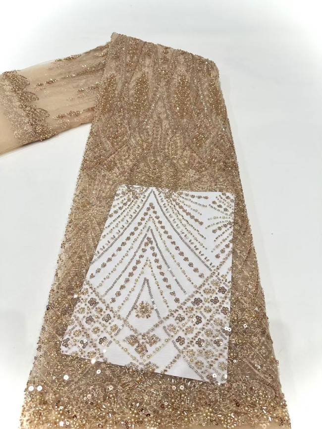 5 Yards Multi-Color Sequined Beaded 3D Floral Embroidered Lace Material Fabric HN086
