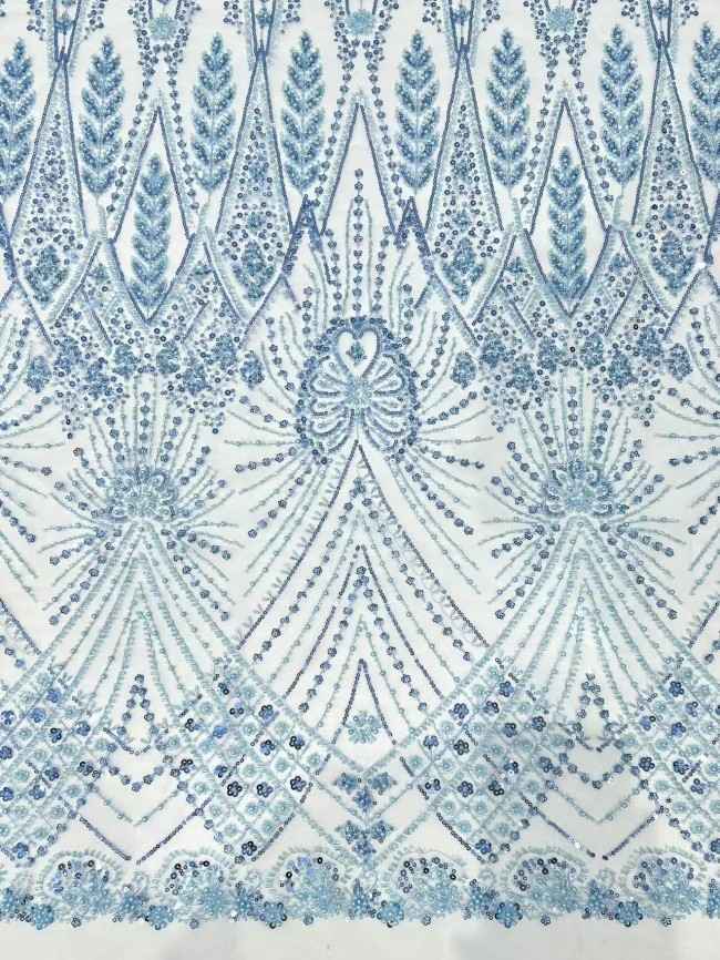 5 Yards Multi-Color Sequined Beaded 3D Floral Embroidered Lace Material Fabric HN086