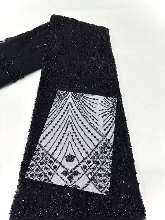 5 Yards Multi-Color Sequined Beaded 3D Floral Embroidered Lace Material Fabric HN086