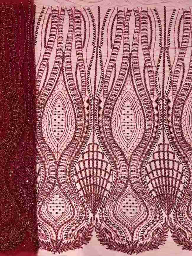 5 Yards Multi-Color Sequined Beaded 3D Floral Embroidered Lace Material Fabric HN087