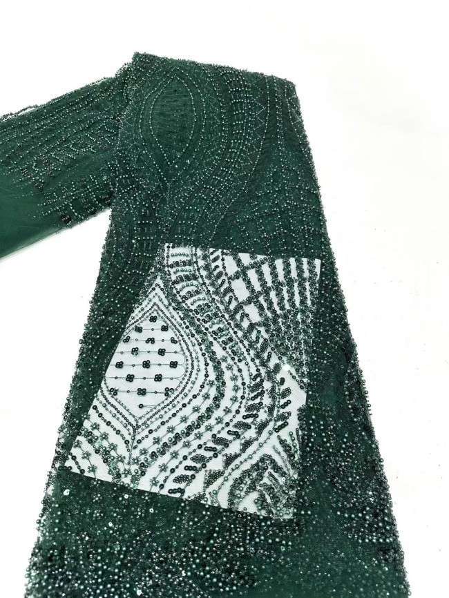5 Yards Multi-Color Sequined Beaded 3D Floral Embroidered Lace Material Fabric HN087