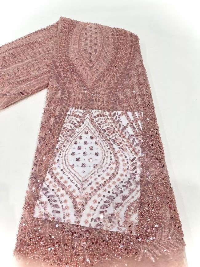 5 Yards Multi-Color Sequined Beaded 3D Floral Embroidered Lace Material Fabric HN087