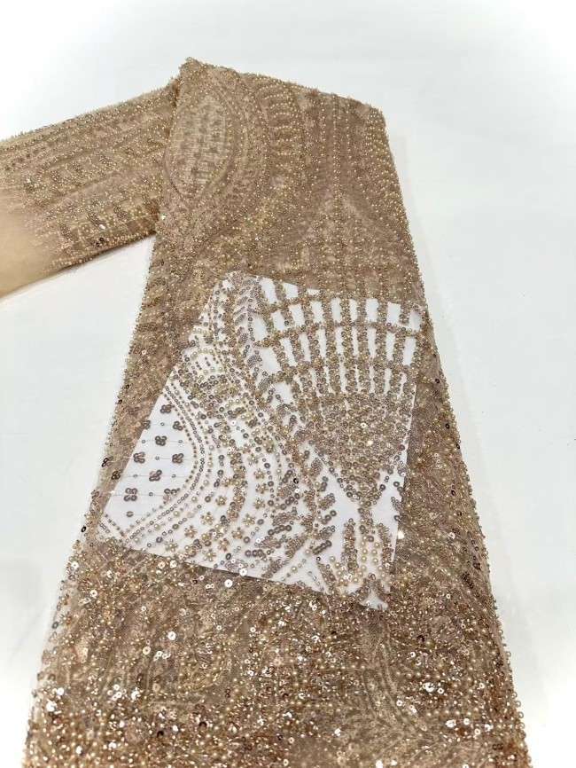 5 Yards Multi-Color Sequined Beaded 3D Floral Embroidered Lace Material Fabric HN087