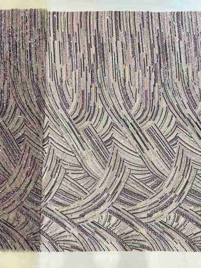 5 Yards Multi-Color Sequined Beaded 3D Floral Embroidered Lace Material Fabric HN095