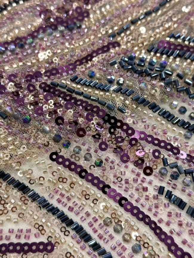 5 Yards Multi-Color Sequined Beaded 3D Floral Embroidered Lace Material Fabric HN095