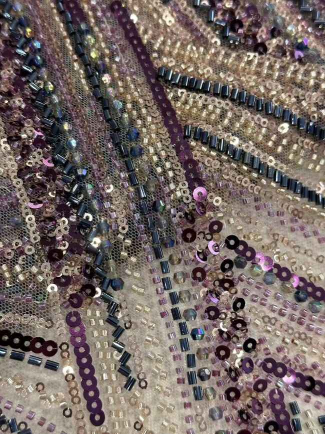 5 Yards Multi-Color Sequined Beaded 3D Floral Embroidered Lace Material Fabric HN095