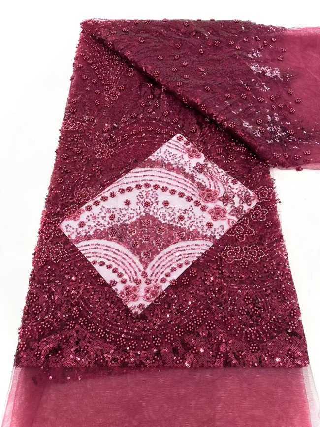 5 Yards Multi-Color Sequined Beaded 3D Floral Embroidered Lace Material Fabric HN100