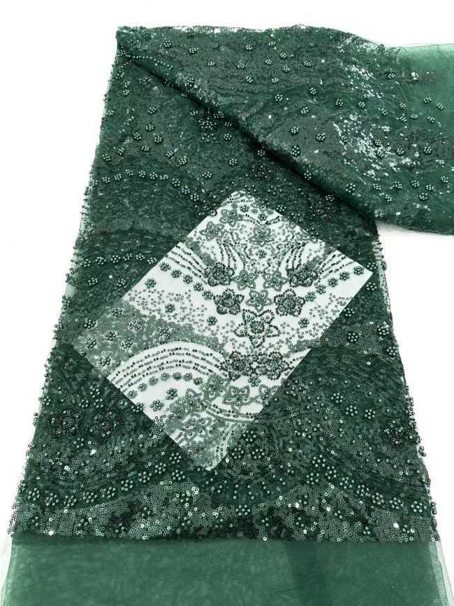 5 Yards Multi-Color Sequined Beaded 3D Floral Embroidered Lace Material Fabric HN100