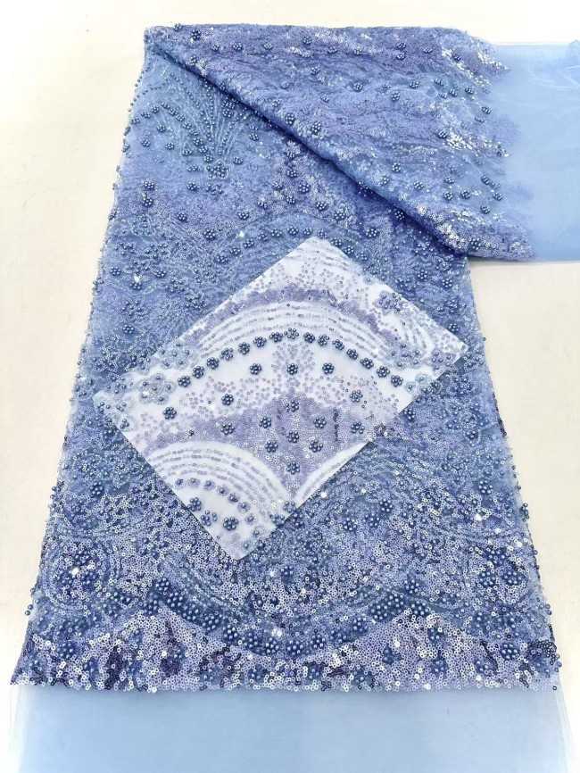 5 Yards Multi-Color Sequined Beaded 3D Floral Embroidered Lace Material Fabric HN100