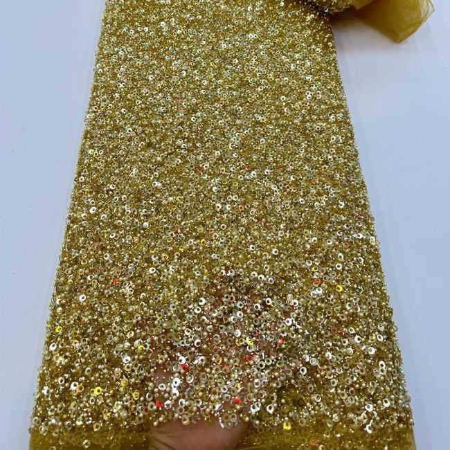 5 Yards Beaded Lace Fabric